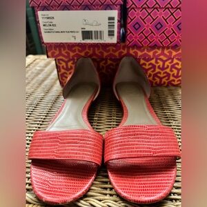 Tory Burch Savannah Micro Tejus in Melon Color, Flats Sandals Open Toes Size 7